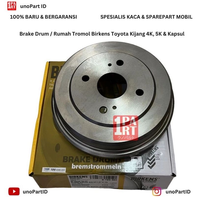 Brake Drum Rumah Tromol Birkens Toyota KF40 KF50 Kijang Kapsul Kotak Grand Super Bensin Diesel EFI 1.8 1997-2004 SNI KAN OEM 42321-0B010 423210B010 - foto 2