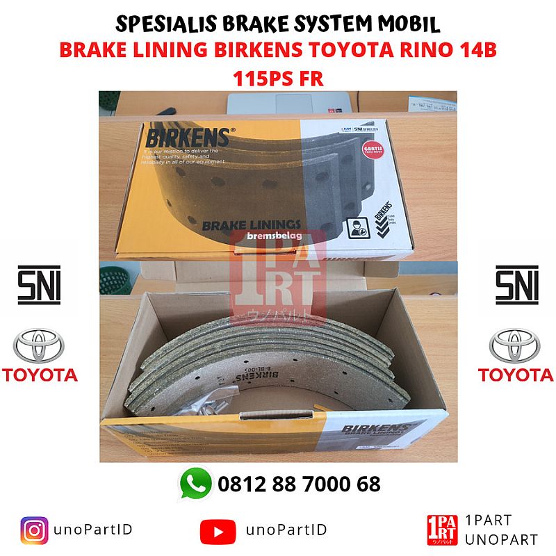 Brake Lining/ Kanvas Rem Toyota Rino 14B 115 PS Depan - foto 3