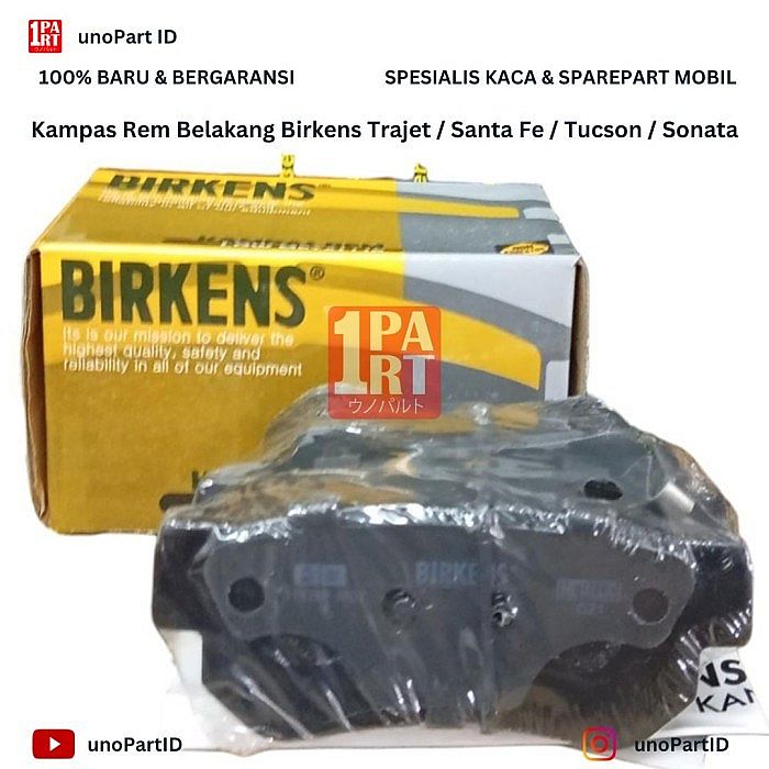 Brake Pad Kampas Kanvas Rem Cakram Belakang Birkens Metalic Hyundai Kia Trajet 2.0 2002-2009 / Santa Fe 2.5 2000-2006 / Tucson 2002-2005 Sonata 2009-2014 SNI KAN OEM by Unopart ID - foto 2