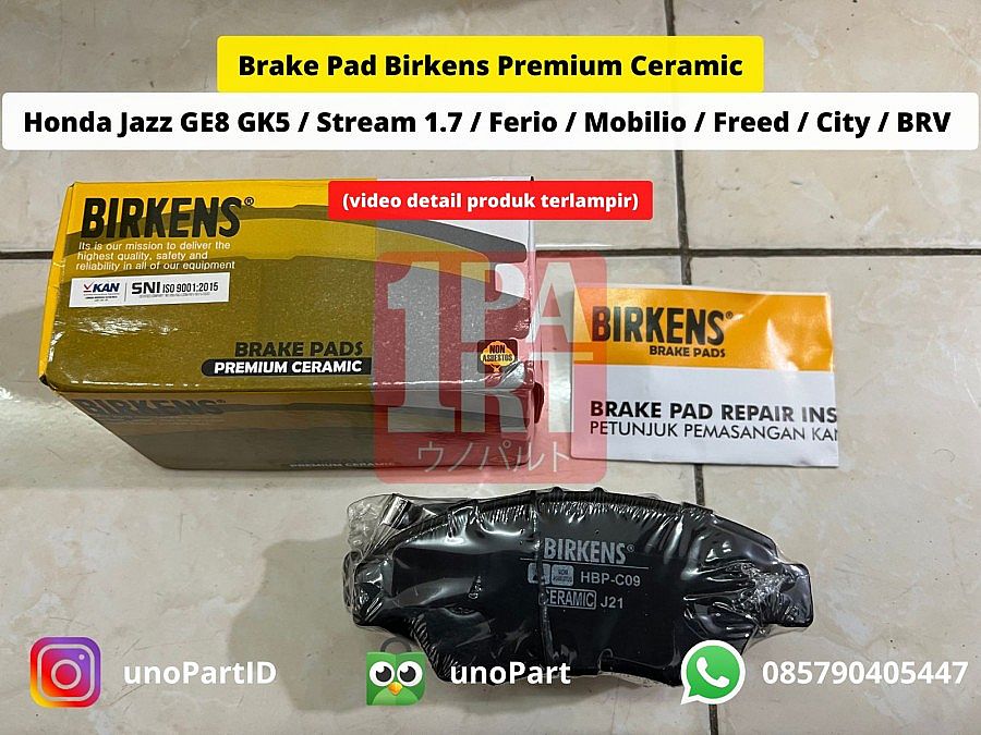 Brake Pad Kampas Kanvas Rem Cakram Depan Birkens Ceramic Honda City Jazz 08-20 GE8 GK5 GM2 GM6 / Mobilio / Freed / Civic VTi VTiS Century 2000-2005 / Civic Ferio SO4 SO6 1996-2000 / Stream 1.7 SNI KAN - foto 4