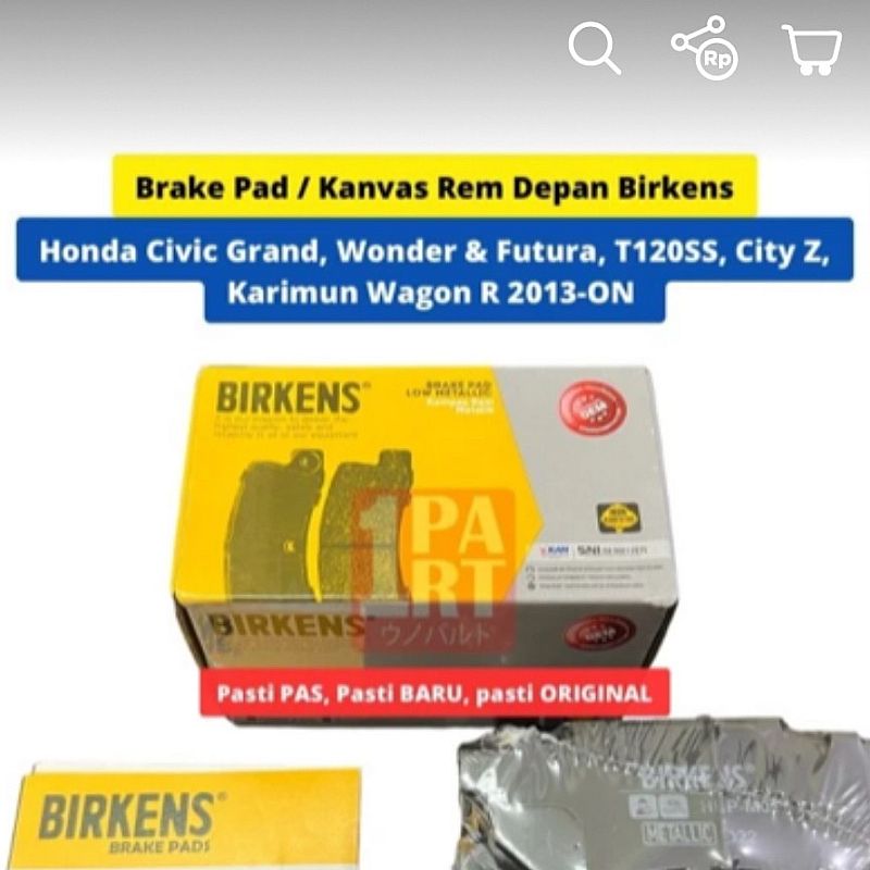 Brake Pad Kampas Kanvas Rem Cakram Depan Birkens Metalic Honda Civic Wonder 1984-1987 / Grand Civic 1984-1991 / City Z 1996-2002 / Suzuki Futura 1991-2018 / Karimun Wagon R 2013-2021 / Mitsubishi Colt - foto 5