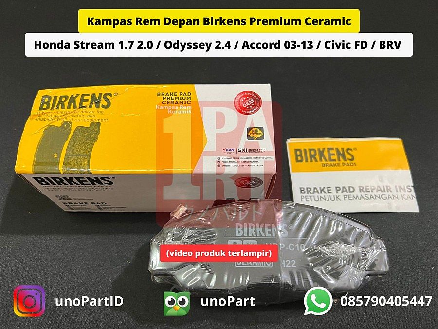 Brake Pad Kampas Kanvas Rem Cakram Depan Ceramic Birkens Honda Stream 2001-2007 / Odyssey 2000-2004 / Accord CM5 CP2 2003-2013 / Civic FD FD1 FD2 Batman 2006-2011 / Civic FB 2.0 2012-2016 / BRV BR-V 2 - foto 5