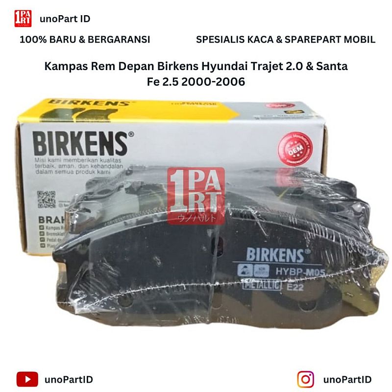 Brake Pad Kampas Kanvas Rem Depan Birkens Hyundai Trajet 2.0 02-09 / Santa Fe 2.5 00-06 Depan Metalic - foto 4