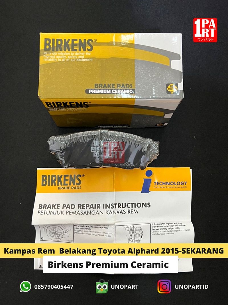 Brake Pad Kampas Rem Cakram Belakang  Ceramic Birkens Toyota Alphard Vellfire Gen 3 2015-2023 ANH30 AGH30 GGH30 / Lexus LM 350 LM350 2020-Ke Atas SNI KAN OEM 04465-58022 0446558022 - foto 5
