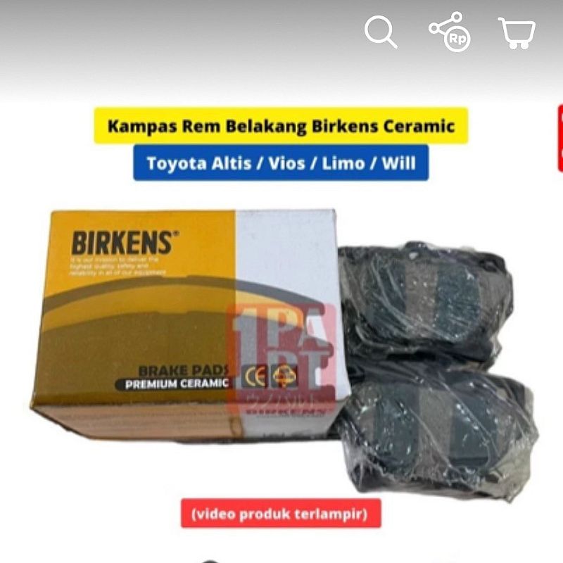Brake Pad Kampas Rem Cakram Belakang Birkens Toyota Vios Limo Gen1 / Altis Gen1 / iST / Will  Ceramic SNI KAN OEM 04465-20090 0446520090 - foto 2