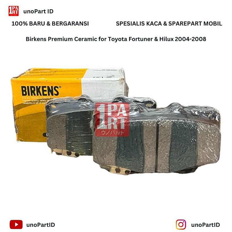 Brake Pad Kampas Rem Depan Birkens Ceramic Toyota Fortuner 04-Non VNT Model Terakhir / Hilux Hi Lux Hi-Lux 4WD 2004-2010 SNI KAN OEM 04465-0K020 044650K020 - foto 2