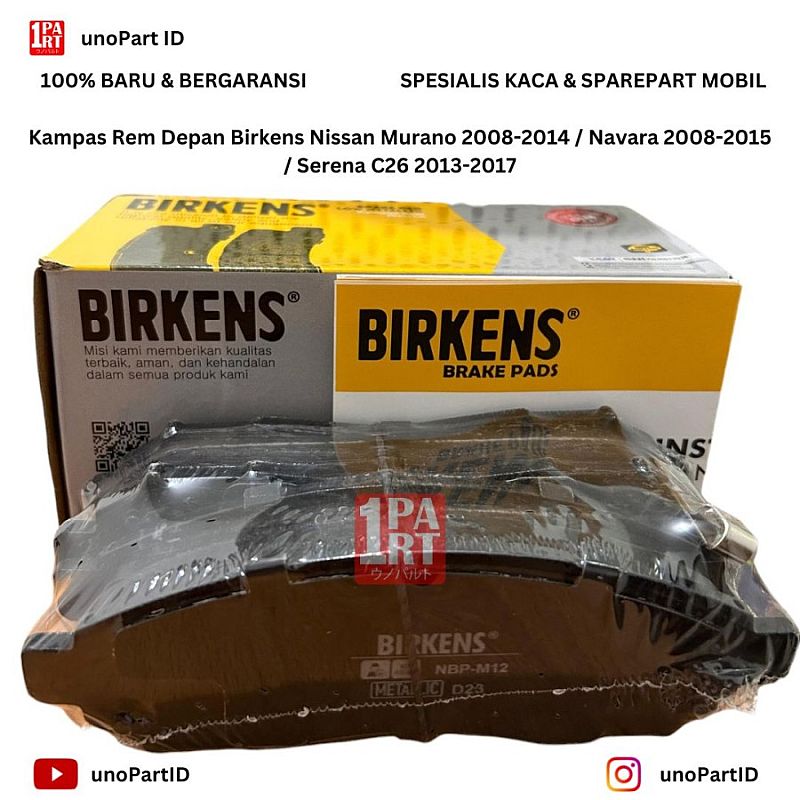 Brake Pad Kampas Rem Depan Birkens Nissan Serena C26 2013-2019 / Murano 2008-2014 / Navara 2004-2015 D40 SNI KAN OEM D1060-JR70A D1060JR70A - foto 2