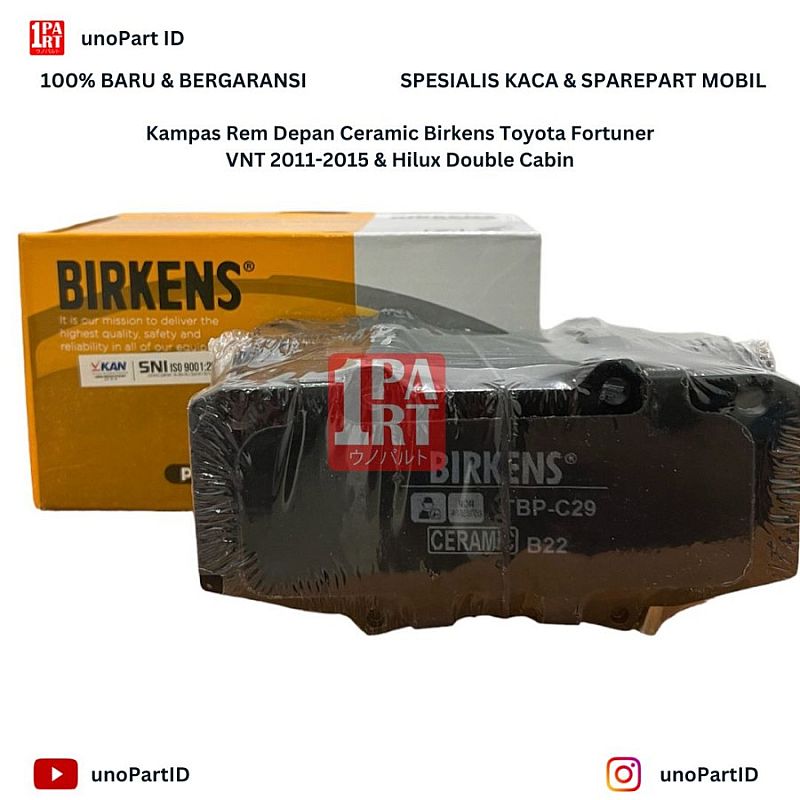 Brake Pad Kampas Rem Depan Birkens Toyota Fortuner Hilux VNT 2012-2015 Ceramic SNI KAN OEM 04465-0K340 - foto 5