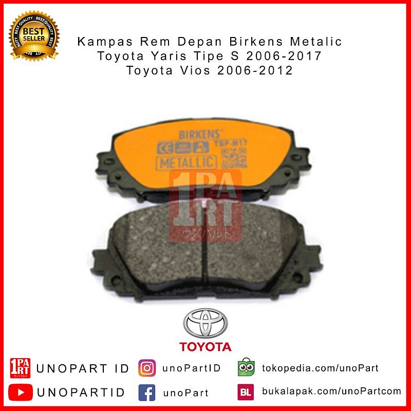 Brake Pad Kampas Rem Depan Toyota Yaris Tipe S & TRD/ New Vios Metalic - foto 3