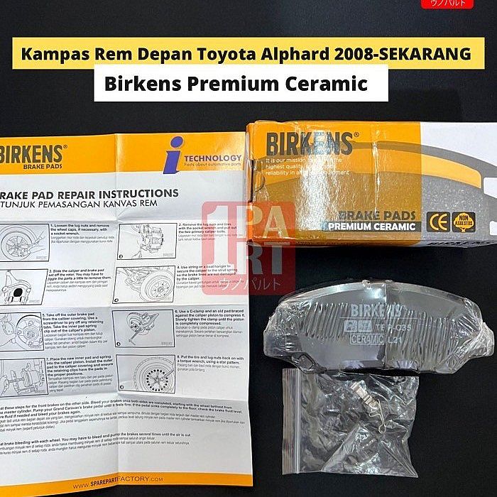 Brake Pad Kanvas Kampas Rem Depan Birkens Ceramic Toyota Alphard Vellfire 2008-2022 ANH20 ANH30 AGH30 GGH30 SNI KAN OEM 04465-28520 - foto 3