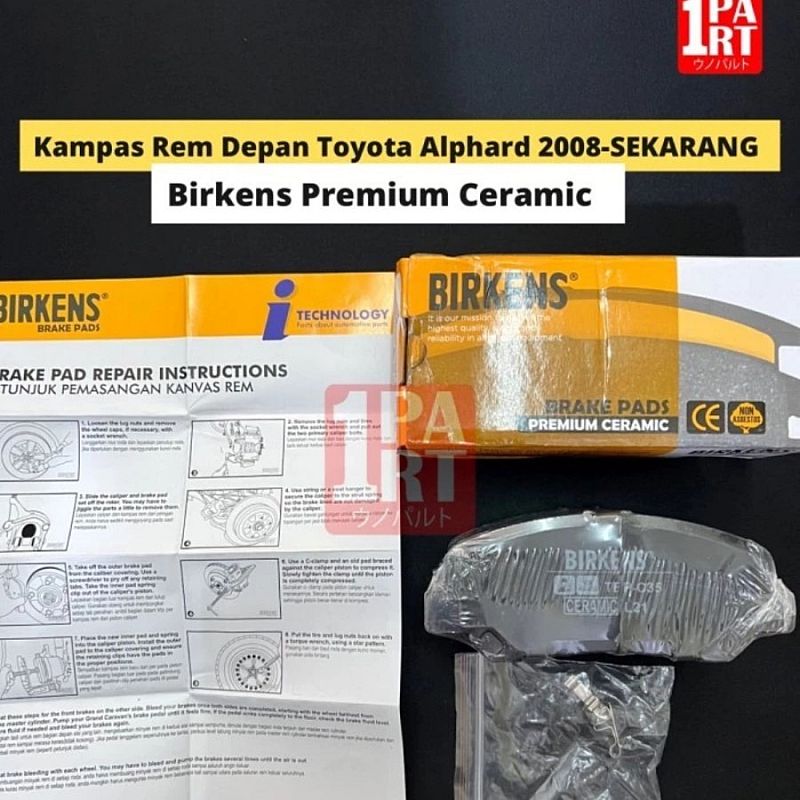 Brake Pad Kanvas Kampas Rem Depan Birkens Ceramic Toyota Alphard Vellfire 2008-2022 ANH20 ANH30 AGH30 GGH30 SNI KAN OEM 04465-28520 - foto 2