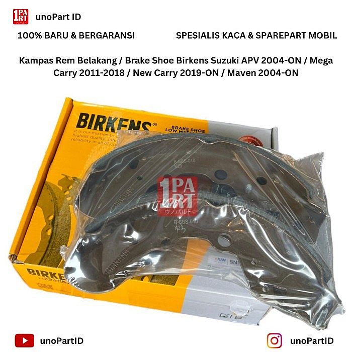 Brake Shoe Kampas Rem Tromol Belakang Birkens Suzuki APV / Maven / Mega Carry / New Carry Tayo 19-ON SNI KAN OEM 53200-61J00 5320061J00 - foto 4