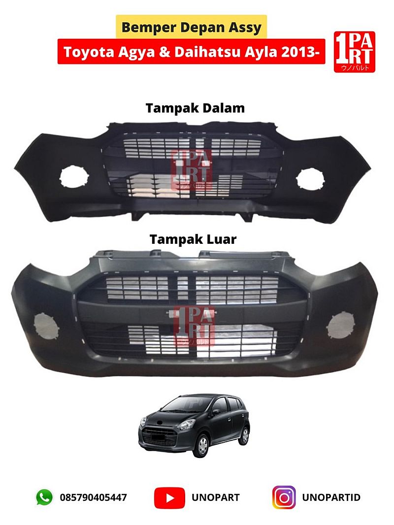 Bumper Bemper Depan Toyota Agya Daihatsu Ayla 2013-2016 100% Baru Cat Dasar - foto 2