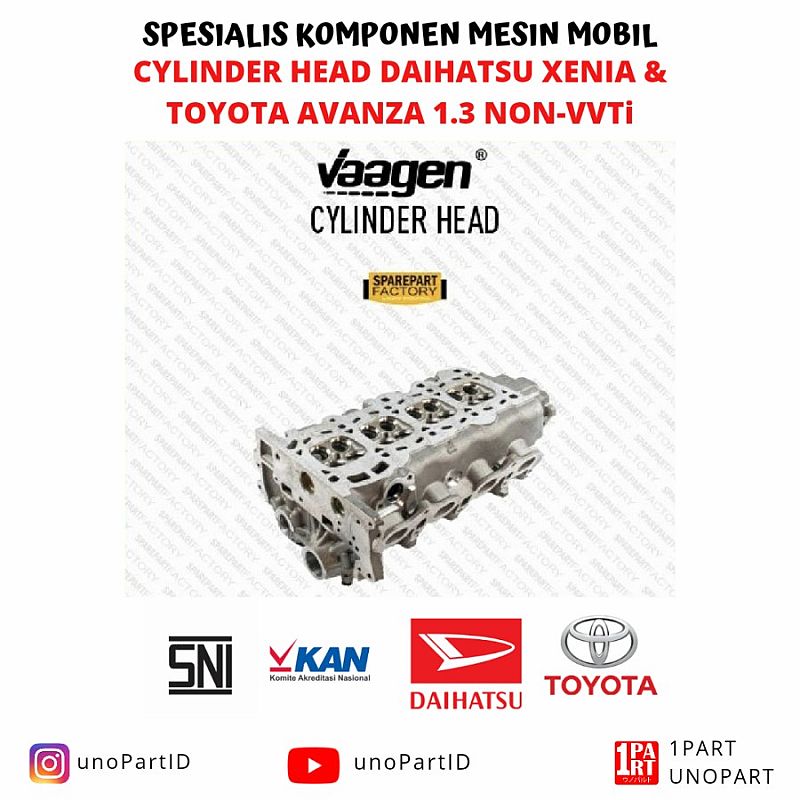 Cylinder Head Daihatsu Xenia & Toyota Avanza 1.3 Non VVTI by Vaagen SNI KAN OEM 11101-B0010 11101B0010 - foto 3