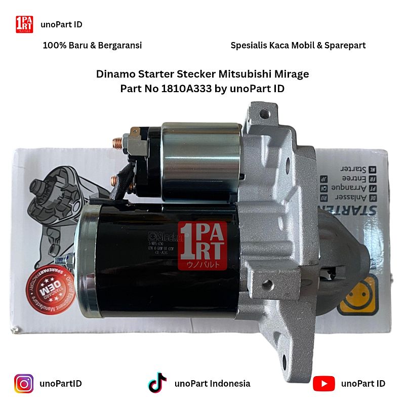 Dinamo Starter Stecker Mitsubishi Mirage SNI KAN OEM Part No 1810A333 100% Baru by unoPart ID - foto 3
