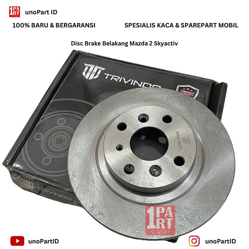 Disc Brake Cakram Belakang Mazda 2 Skyactiv 2014-ON Merk Trivindo Part No DA9L-26-251 by unoPart ID - foto 2