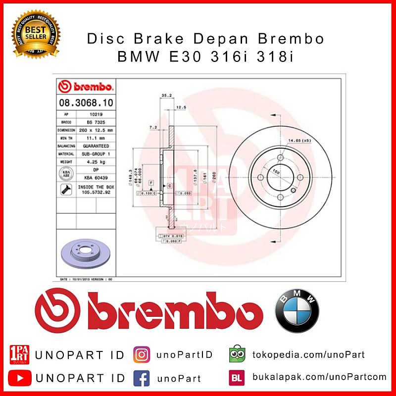 Disc Brake Depan Brembo BMW 316i 318i E30 OEM No 34111154747 - foto 2