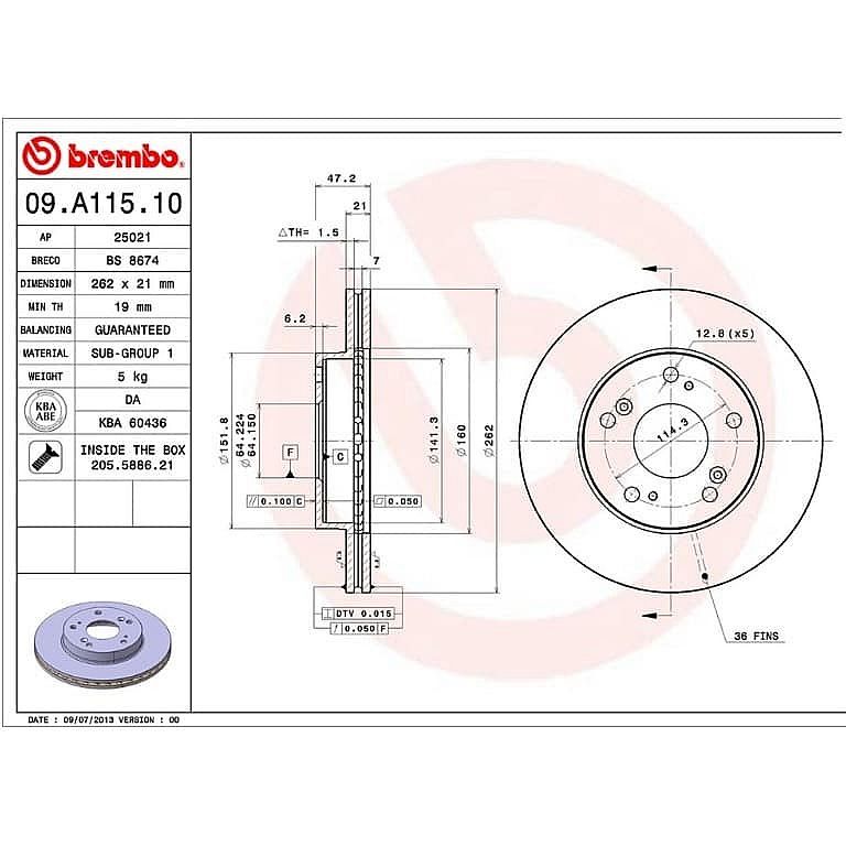 Disc Brake Depan Brembo Brakes Original Honda Stream 1.7 RN1 - foto 5