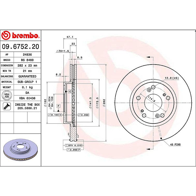 Disc Brake Depan Brembo Original Honda All New Civic FD 1.8 2006-2011 - foto 5