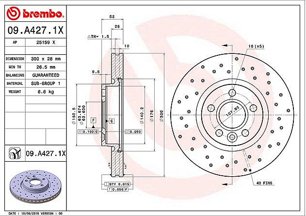 Disc Brake Depan Brembo XTRA Drilled Range Rover Evoque LR007055 - foto 2