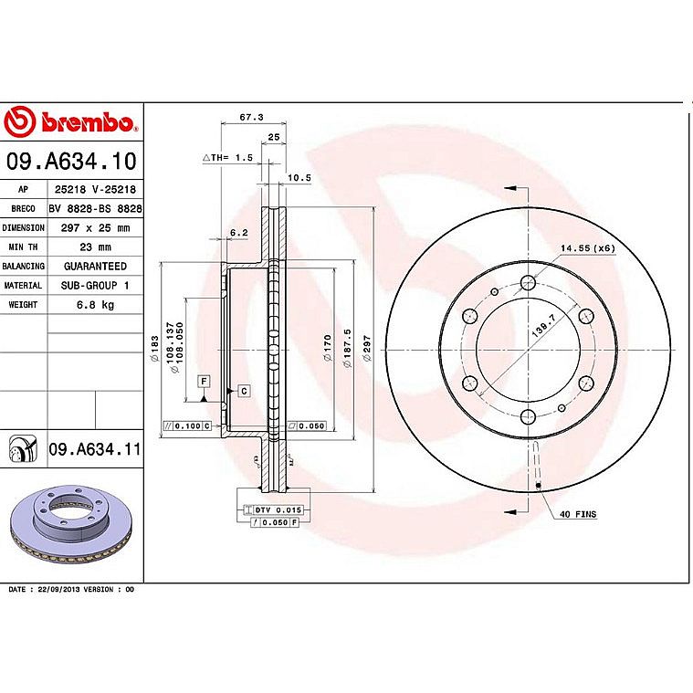 Disc Brake Piringan Cakram Rem Depan BREMBO ORIGINAL Toyota Fortuner / Hilux 2008-2011 - foto 4