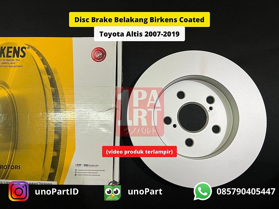 Disc Brake Piringan Rem Cakram Rotor Belakang Birkens Toyota Corolla New Altis 2007-2019 SNI KAN OEM 42431-02250 Sudah Finishing dan Anti Karat