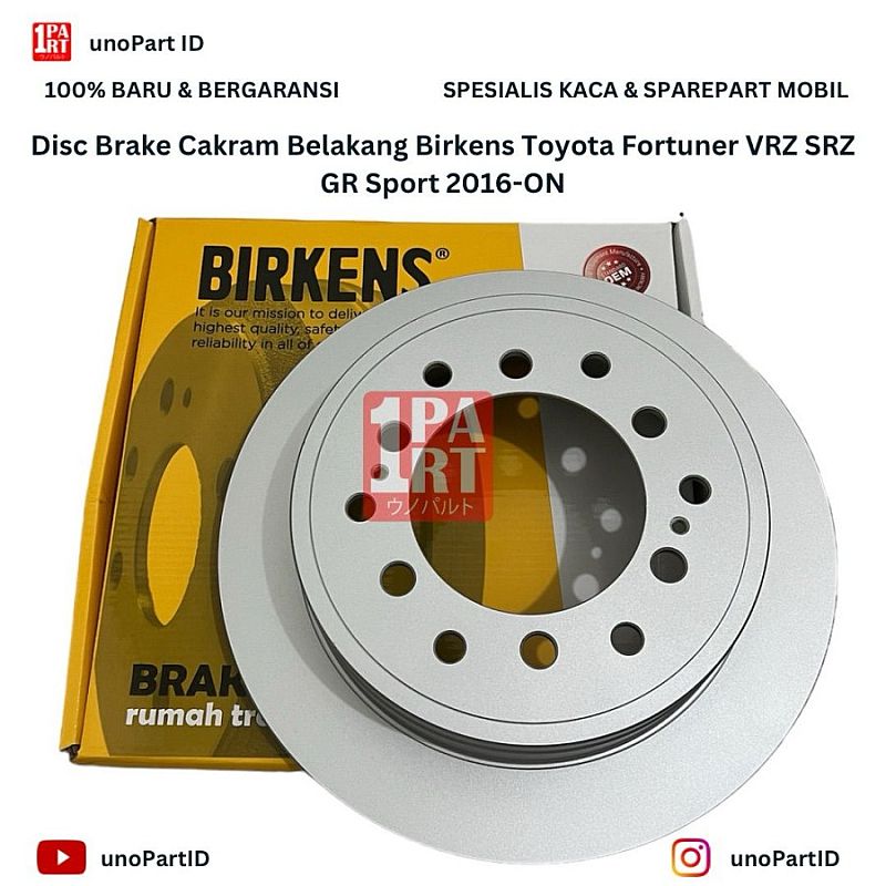 Disc Brake Piringan Rem Cakram Rotor Belakang Birkens Toyota Fortuner VRZ SRZ GR 16-ON Sudah Finishing Anti Karat SNI KAN OEM 42431-0K280 424310K280 - foto 3