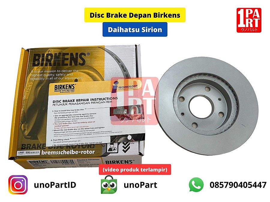 Disc Brake Piringan Rem Cakram Rotor Depan Birkens Daihatsu Sirion Gen1 Gen2 2004-2018 Sudah Finishing dan Anti Karat SNI KAN OEM 43512-BZ042