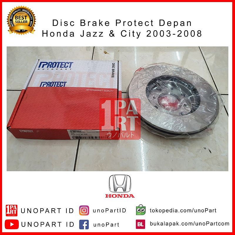 Disc Brake Piringan Rem Cakram Rotor Depan Protect Honda Jazz / New City IDSI / VTEC GD3 GD8 2003-2008 GD 45251-SEL-T10 45251SELT10 - foto 2
