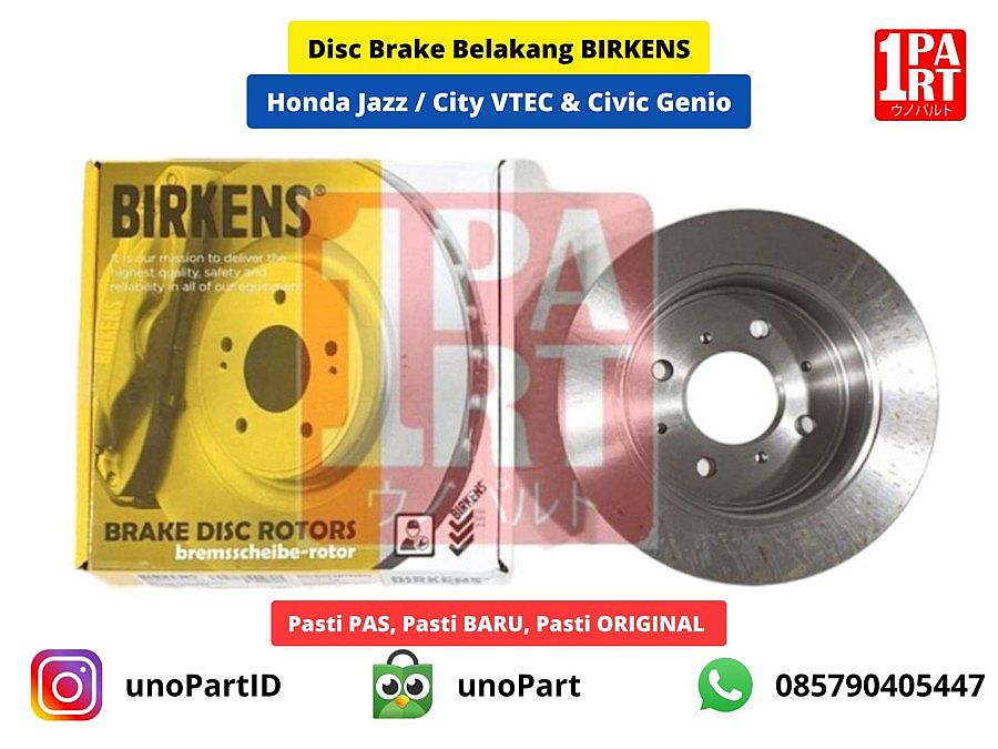 Disc Brake Piringan Rotor Cakram Belakang Birkens Honda Jazz City VTEC GD3 GD8 GD / Civic Genio / Estilo Estillo SNI KAN OEM 42510-SEL-T50 42510-SR2-G00