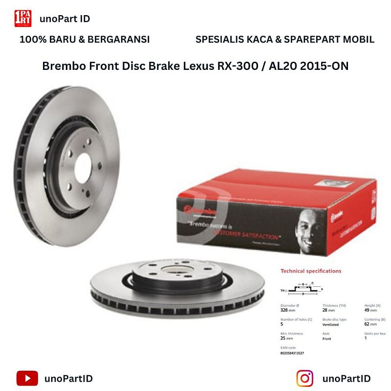 Disc Brake Rem Cakram Depan Brembo Lexus RX300 AL20 15-ON 09.E126.11