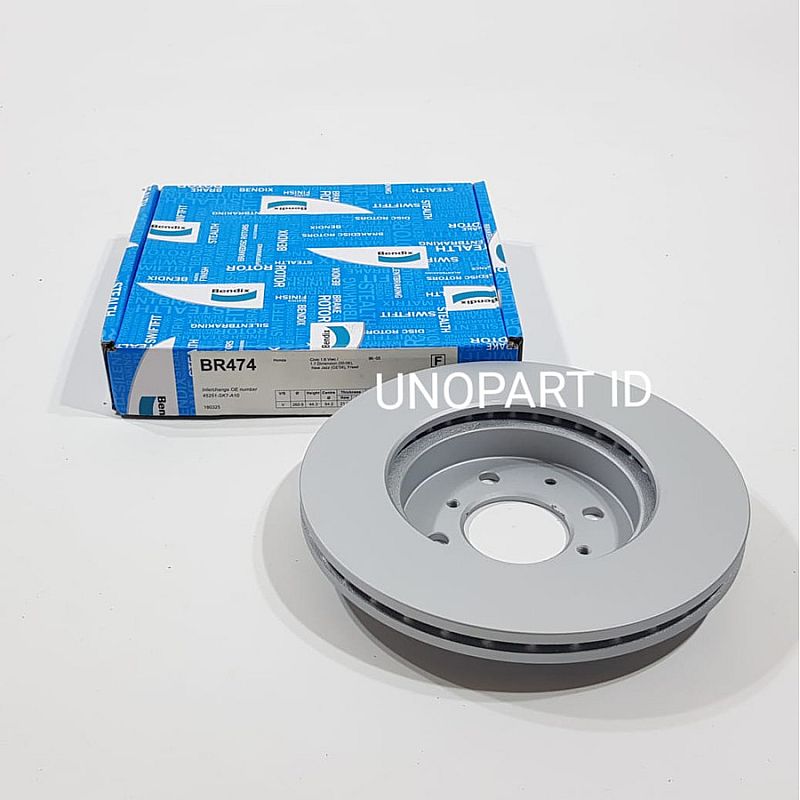 Disc Brake Rem Cakram Depan Honda Jazz RS GE8 GK5/ City GM2 GM6 2008-ON / Civic 2001-2005 / Ferio / Freed / Mobilio Merk Bendix BR474 Part No 45251-S57-A10 / 45251-S5H-T10 - foto 8