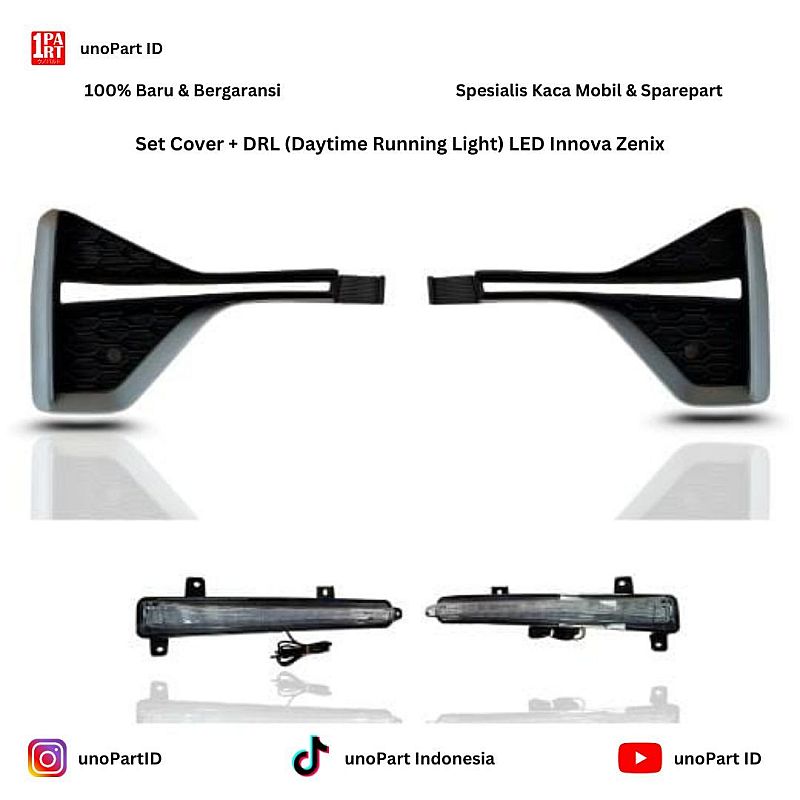 DRL (Daytime Running Light) LED + Cover Dengan Lubang Toyota Kijang Innova Zenix by unoPart ID