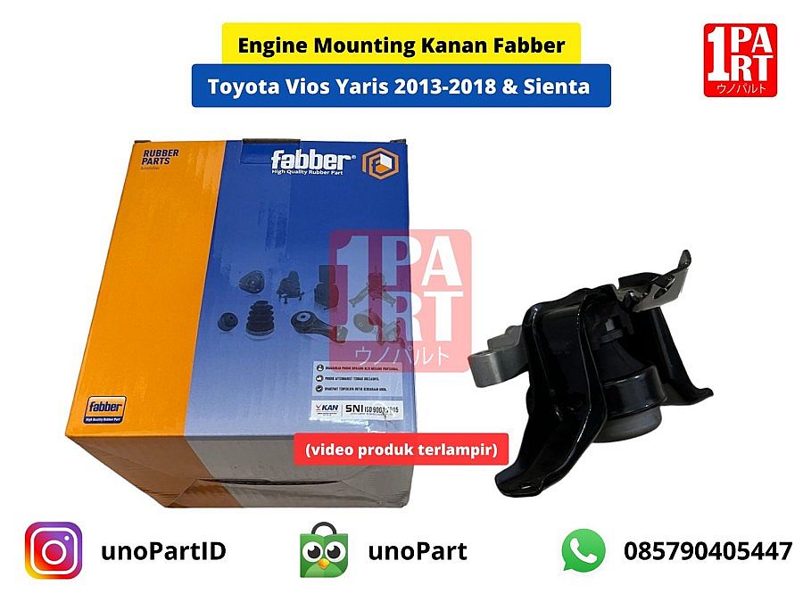 Engine Mounting Pangkon Pegangan Mesin Insulator Kanan Fabber Toyota Vios Yaris 2NZ Dual VVTi 16-Ke Atas / Sienta 16-ON SNI KAN OEM 12305-0Y060 123050Y060 by Unopart ID
