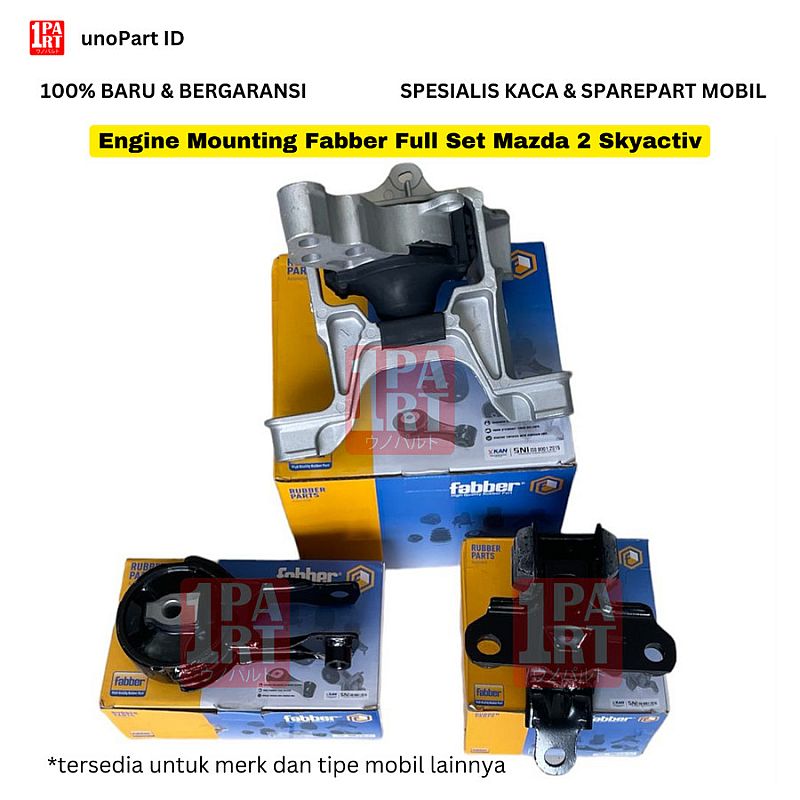 Engine Mounting Set Kiri Kanan Belakang Fabber Mazda 2 Skyactiv 2014- SNI KAN OEM - foto 3
