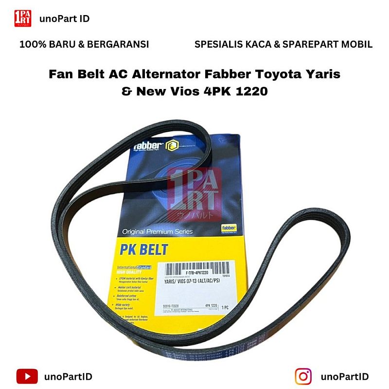 Fan Belt V-Belt AC Alternator Fabber Toyota Yaris New Vios 4PK 1220 4PK1220 - foto 3