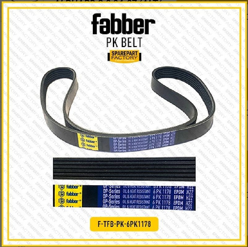Fan PK Belt V-Belt AC Alternator PS Power Steering Fabber Toyota Sienta 2017-Ke Atas SNI KAN OEM 90916-T2038 6PK1178 6PK 1178