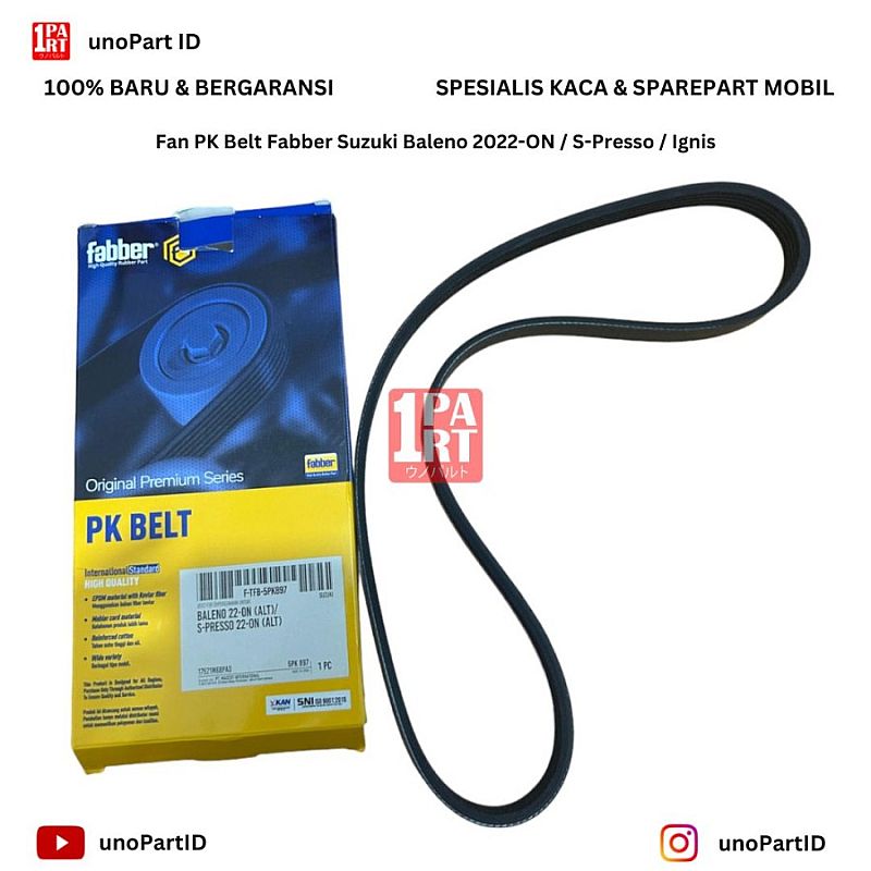 Fan PK Belt V-Belt Alt Suzuki Baleno 22-UP / S-Presso Spresso 22-UP / Ignis 16-UP 5PK897 5PK 897 Merk Fabber SNI dan KAN Part No 17521M68PA0 - foto 9