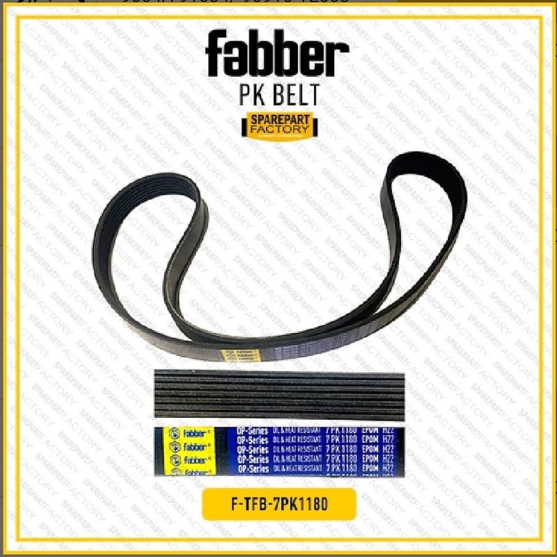Fan PK Belt V-Belt Tali Kipas Fabber Toyota Etios AC Alternator SNI KAN OEM 90916-T2009 7PK1180 7PK 1180 (copy)