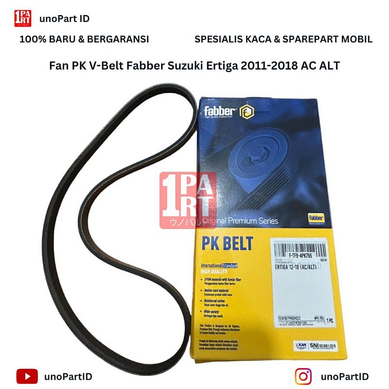 Fan PK Belt V-Belt Tali Kipas Vitara 89-06 / APV / Carry Futura 83-18 / Baleno 95-00 (Alternator) / Swift 05-12 / New Carry Tayo 19- / SX4 Scross 16- / Neo Baleno 08-10 / SX4 Xover Xroad (AC) / Escudo
