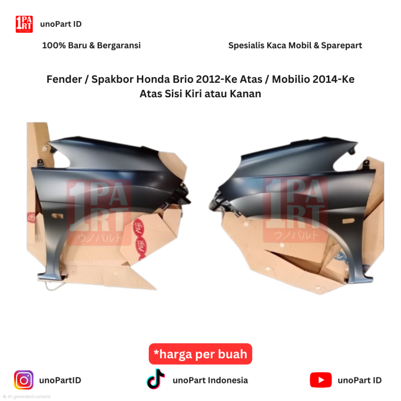 Fender Spakbor Depan Kiri / Kanan Honda Brio 2012-Ke Atas / Mobilio 2014-Ke Atas Model Dengan Lubang