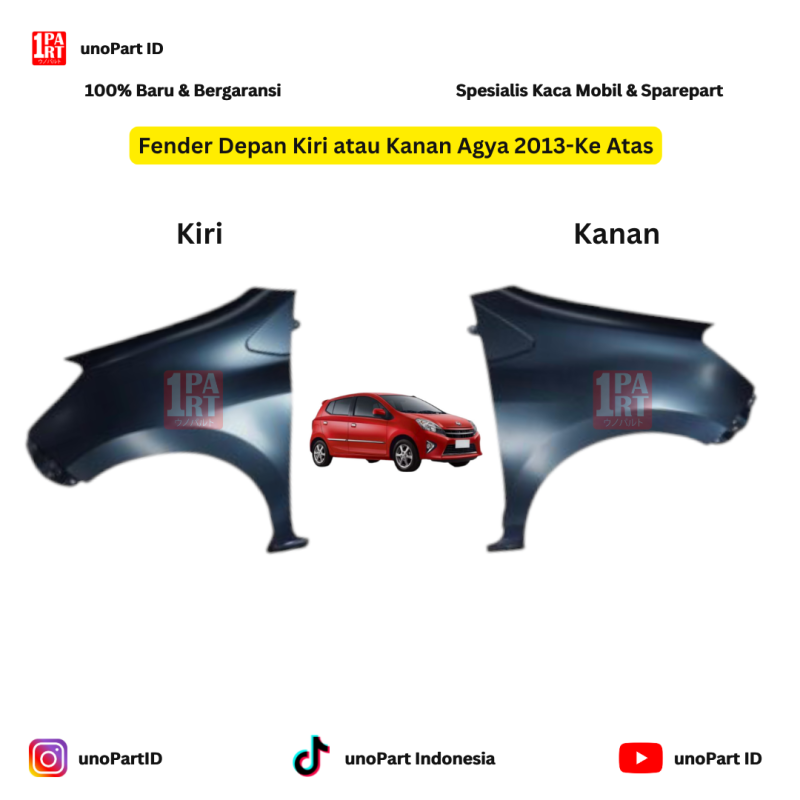 Fender Spakbor Depan Kiri / Kanan Toyota Daihatsu Agya Ayla 2013-Ke Atas by unoPart ID