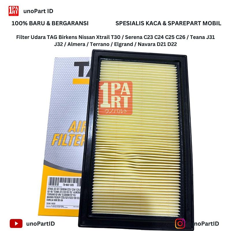 Filter Udara TAG Birkens Teana J31 J32 Terrano Elgrand Navara D21 D22