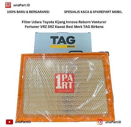 Filter Udara Toyota Kijang Innova Reborn Venturer / New Fortuner VRZ SRZ GR / Hilux Hi-Lux Hi Lux Revo 2016-Ke Atas Kawat Besi Merk TAG Birkens Air Filter Part No 17801-0L040 by unoPart ID
