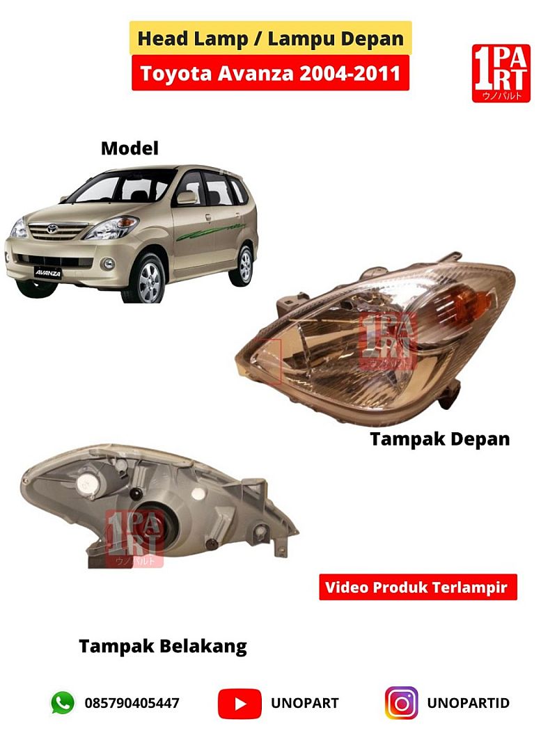 Head Lamp Batok Lampu Depan Headlamp Toyota Avanza Daihatsu Xenia 2006-2011 BARU