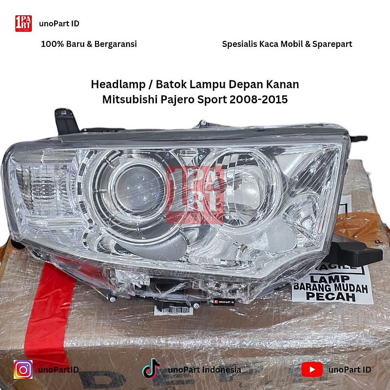Headlamp / Batok Lampu Depan Kanan Mitsubishi Pajero Sport 2008-2015 Merk Depo Part No 214-1197R-RD by unoPart ID