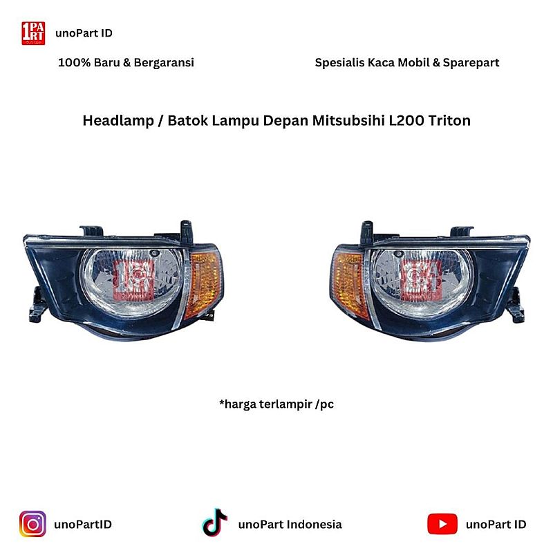 Headlamp / Batok Lampu Depan Mitsubishi Triton Double Cabin Merk DEPO unoPart ID