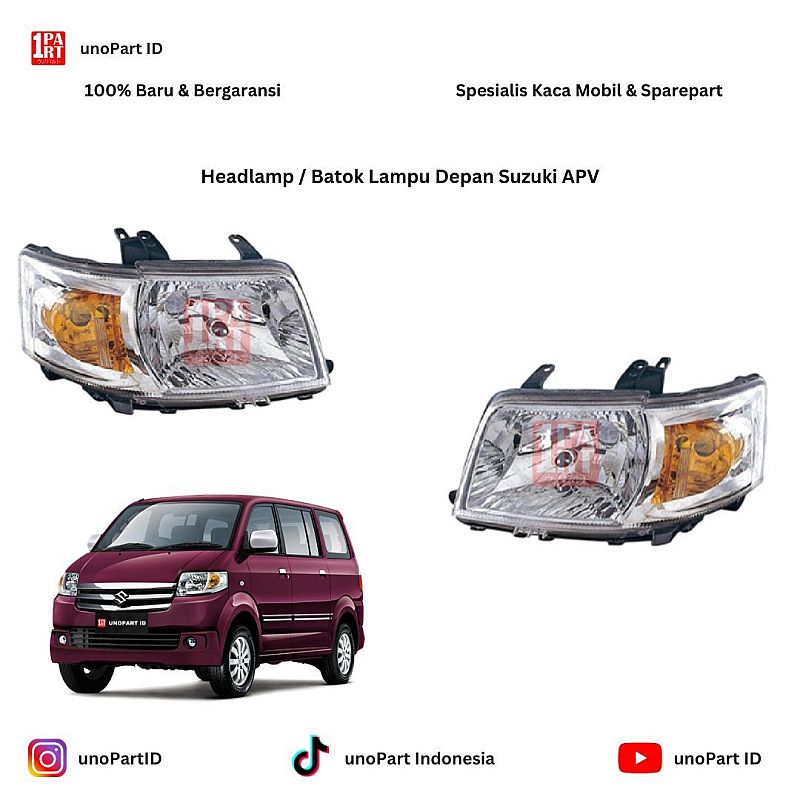 Headlamp / Batok Lampu Depan Suzuki APV 2008-Ke Atas by unoPart ID 218-1133L-RD-E / 218-1133R-RD-E