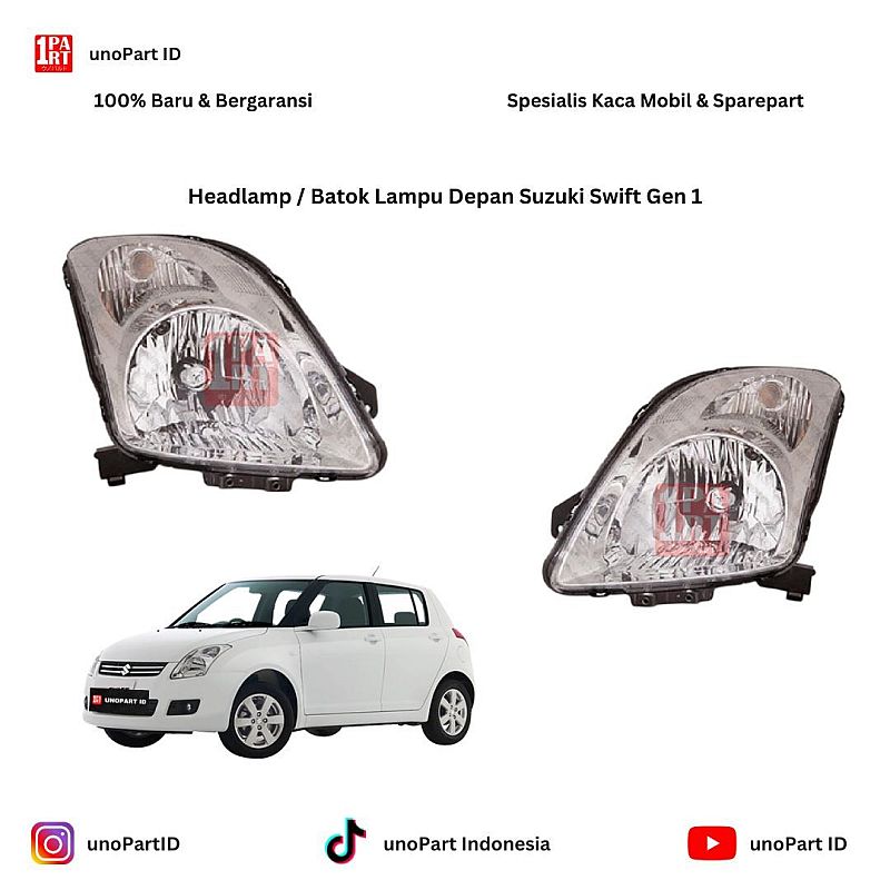 Headlamp / Batok Lampu Depan Suzuki Swift 2005-2011 by unoPart ID 218-1134L-LD-E1 / 218-1134R-LD-E1 - foto 2