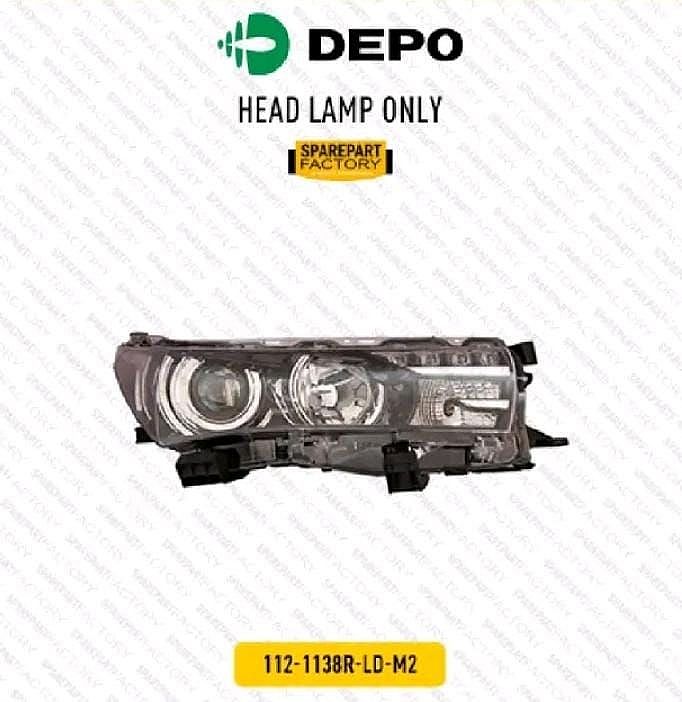 Headlamp / Batok Lampu Depan Toyota Corolla Altis 2013-2017 Merk DEPO 112-1138L-LD-M2 / 112-1138R-LD-M2 by unoPart ID 1Part